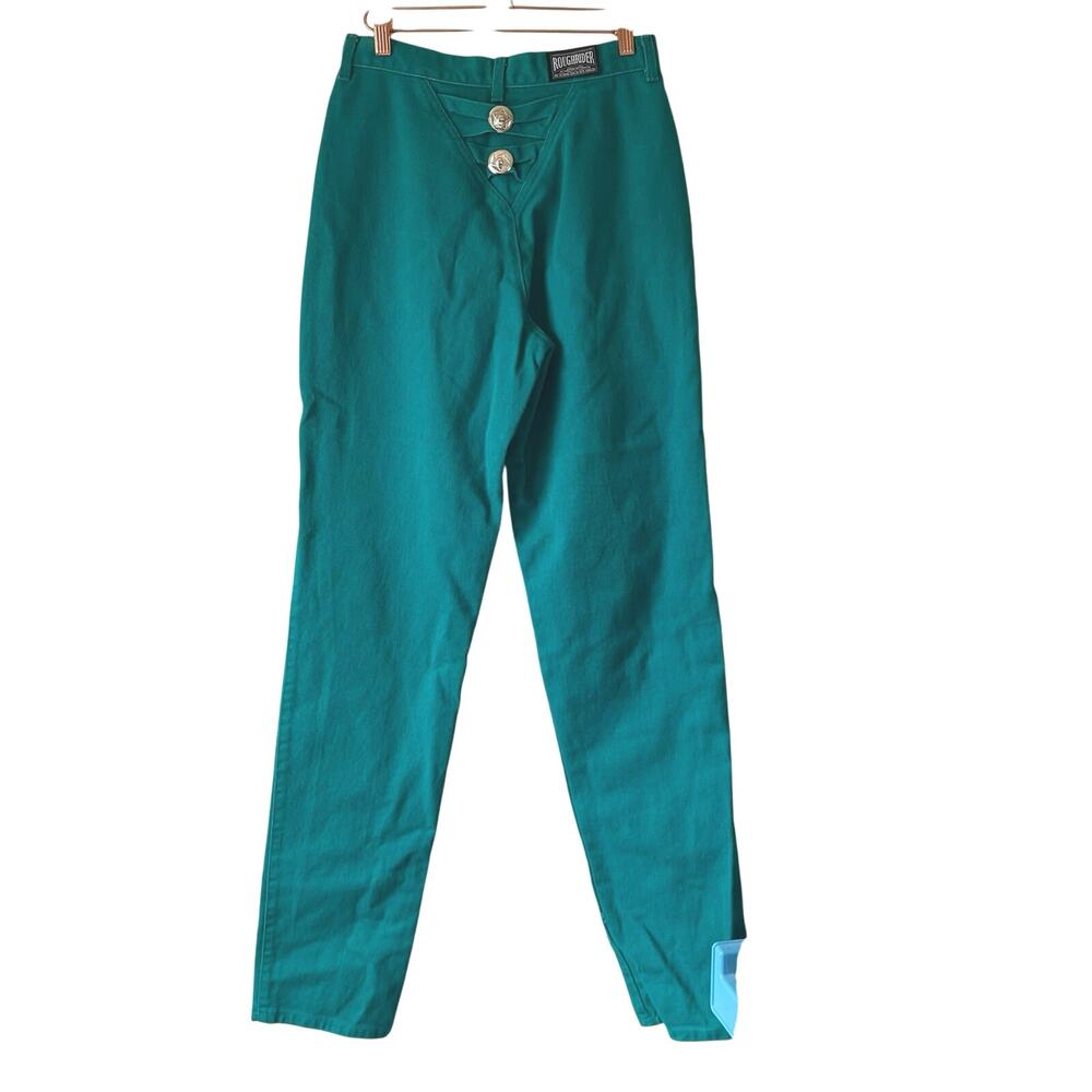 Vintage 80s roughriders Kelly green with back embellishments size 27
